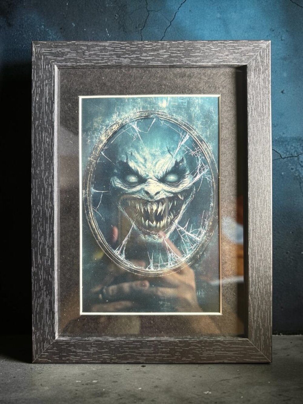 Monster in the Cracked Mirror Art Print | New 5x7 Framed Horror Decor